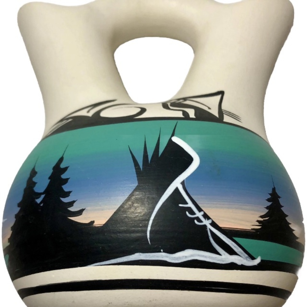 Vintage Navajo Pottery Wedding Vas Hand Painted